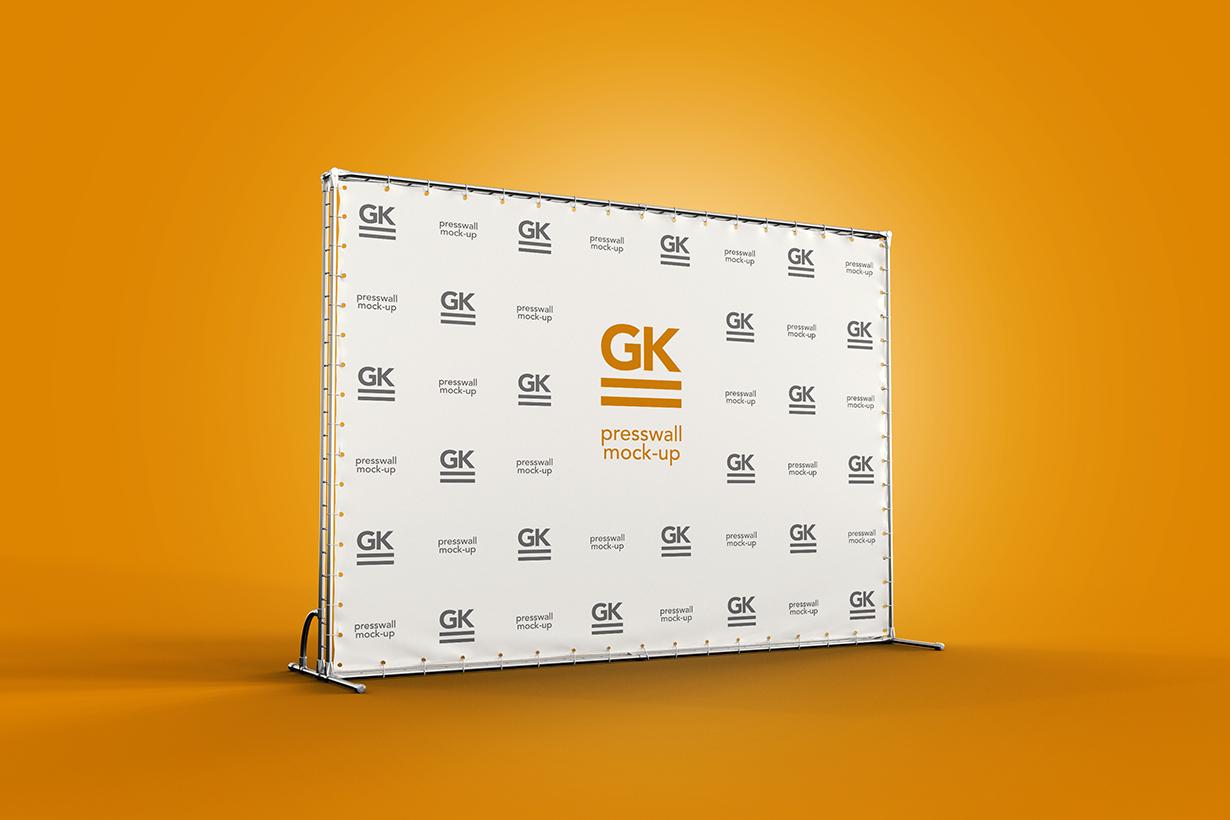 3D Press Wall / Banner Mock-Up - GK Mockups Store