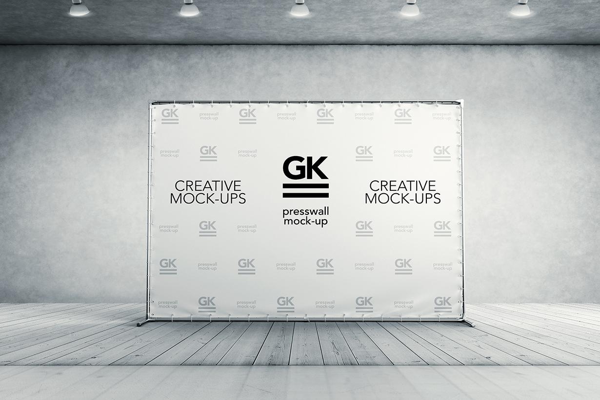3D Press Wall / Banner Mock-Up - GK Mockups Store