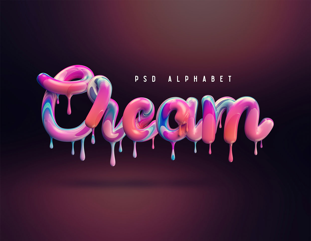 Cream Alphabet - PSD Fonts by GK Mockups Store