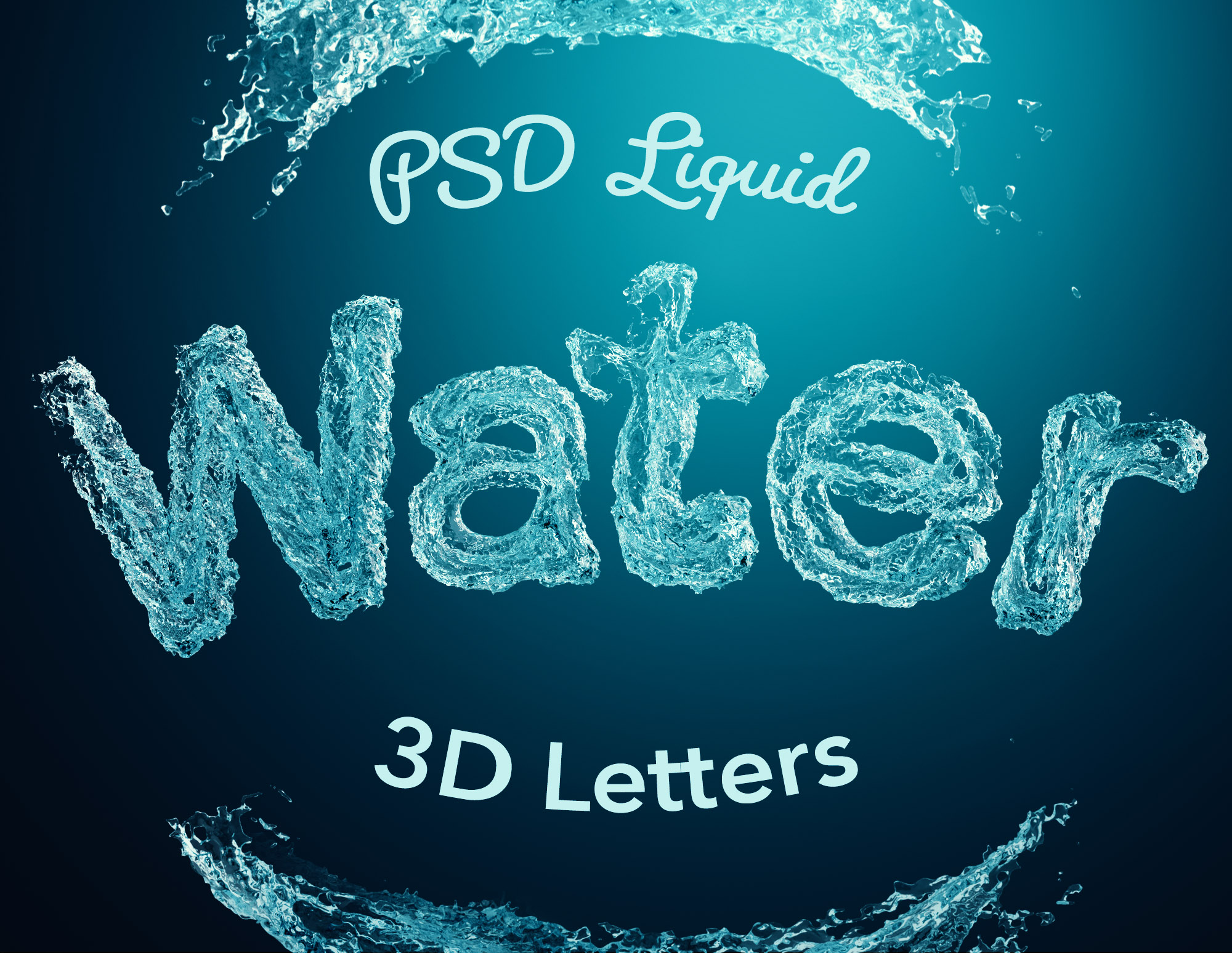 PSD Liquid Water 3D Letters - GK Mockups Store