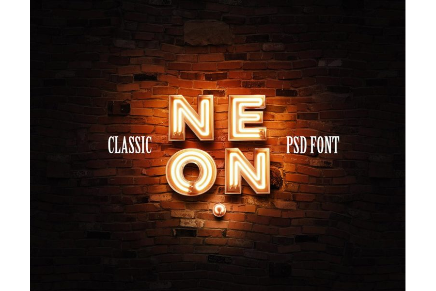 3D Neon PSD Font - Classic version