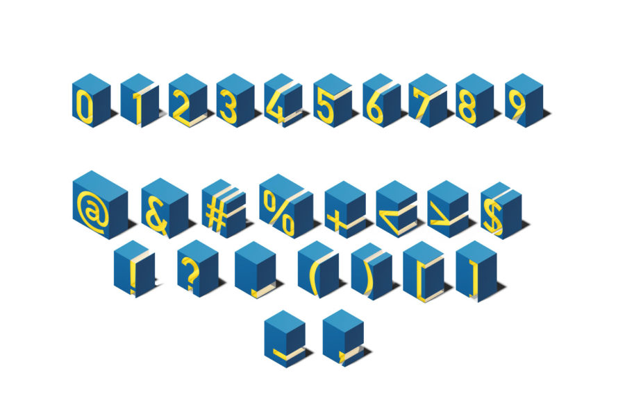 Cube 3d Font - Isometric view 01