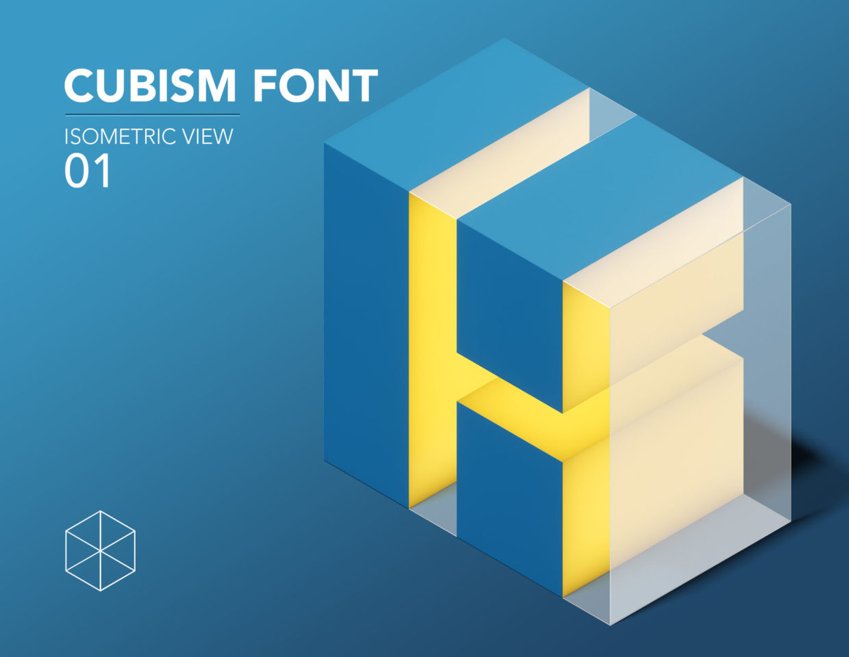 Cube 3d Font - Isometric view 01