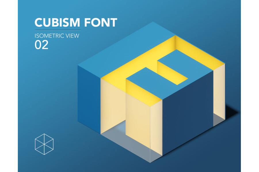 Cube 3d Font - Isometric view 02