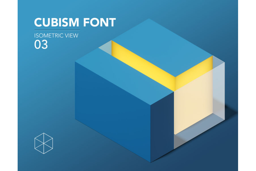 Cube 3d Font - Isometric view 03