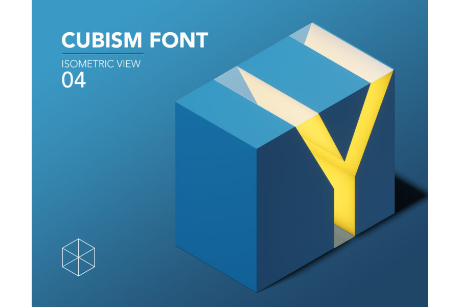Cube 3d Font - Isometric view 04