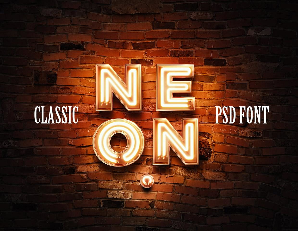 3D Neon PSD Font - Classic version