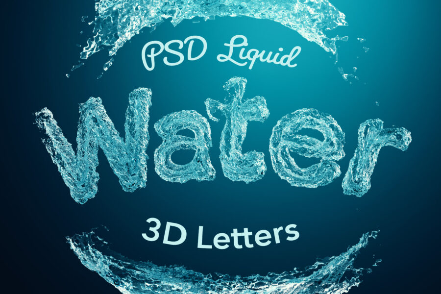 PSD Liquid Water 3D Letters